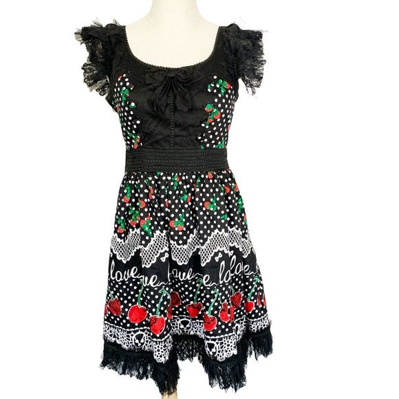 Hell Bunny Dresses & Skirts - Hell Bunny Pinup 1950's Dress Rockabilly Cherry Love Valentines Swing Dress Lace